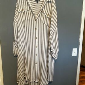 torrid Cream and Taupe Striped Tunic